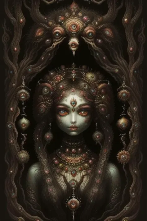 woman in a mythical forest, masterpiece, perfect face, intricate details, horror theme <lora:Dholbachie:1> dholbachie