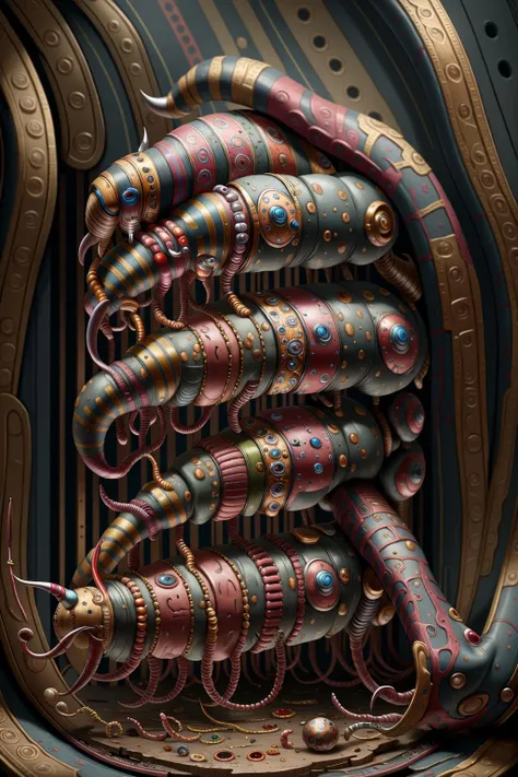 Masterpiece, best quality, hi res, 8k, hi res, 8k, award winning , (sharp focus, intricate, highly detailed), <lora:Dholbachie:1> dholbachie, <lora:BioPunkAI2:0.6> BiopunkAI, a meat grinder