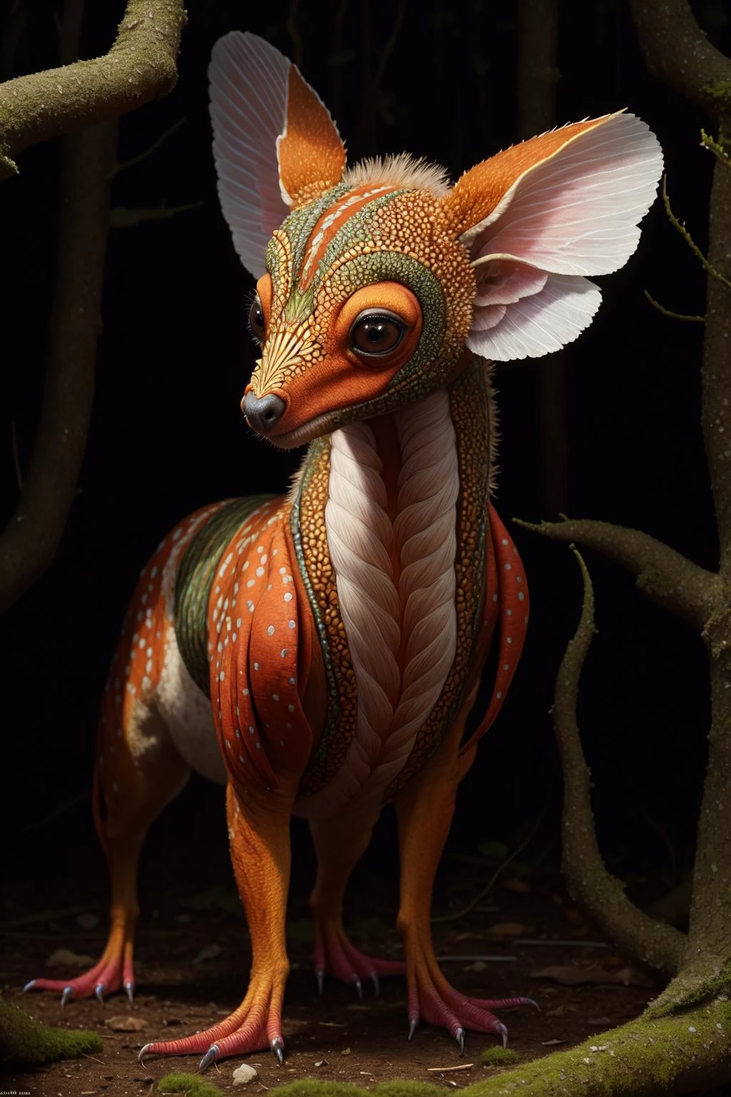 Masterpiece, best quality, hi res, 8k, hi res, 8k, award winning , (sharp focus, intricate, highly detailed) <lora:DHolbachie:1>, painting of a weird, cute creature, forest