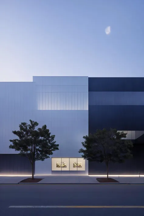 <lora:Mr_Mc_BokK_V1:0.8>,Commercial stores,Street View,tree,, James Turell,architecture,Glowing Clothing,Residential houses