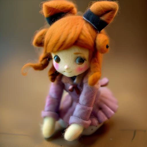 <lora:kFelted:1> cute girl felted