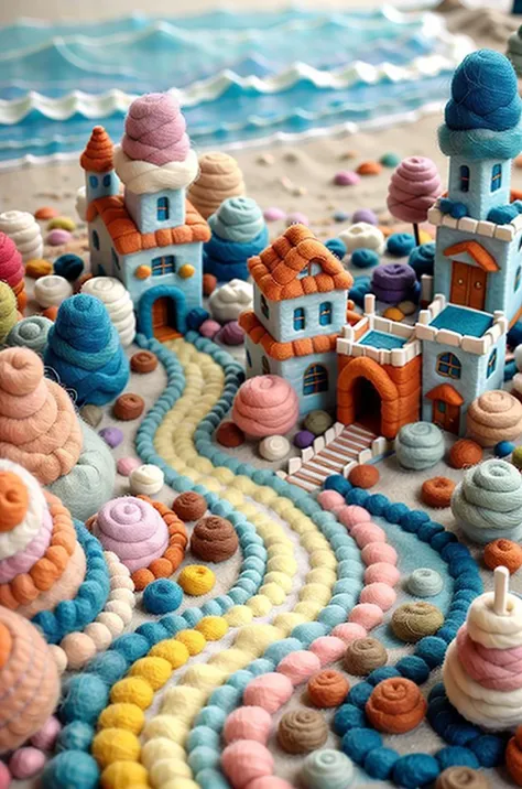 soft lighting, dreamy, fantastic, soft tones, pastel colors,
Felted A beach resort with blue sea and white sand
<lora:kFeltedReV:1>
