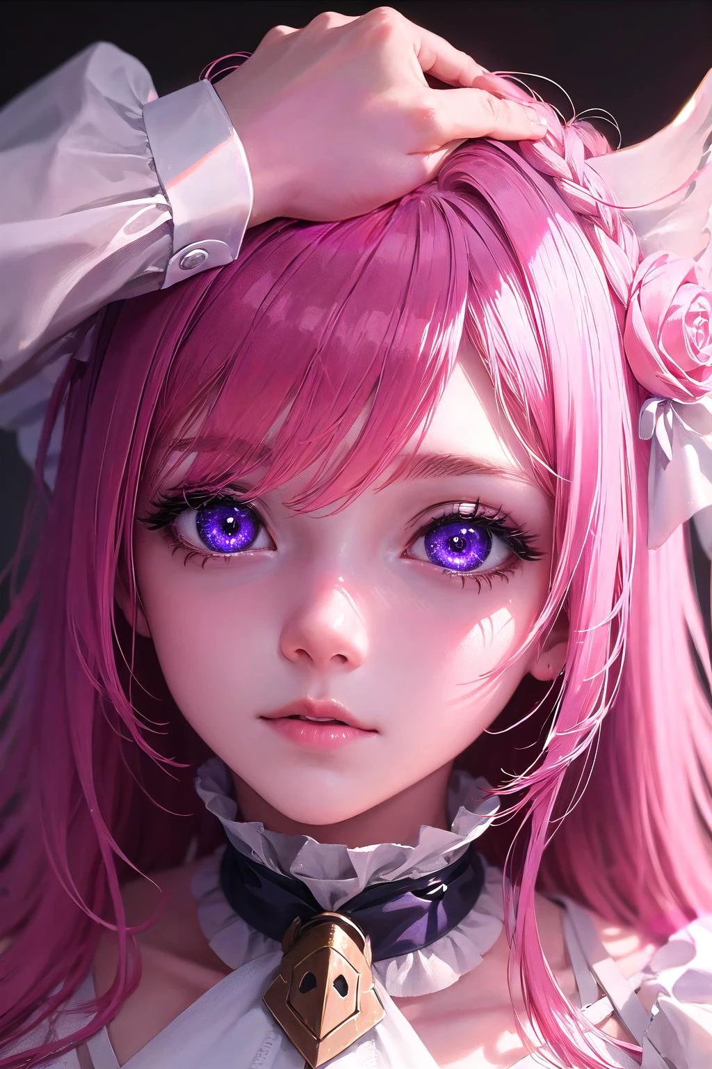 (highly detailed:1.3),
<lora:dorothy-nikke-richy-v1:1>,dorothy \(nikke\),
Ultra-detail,(highres:1.1),best quality,(masterpiece:1.3),cinematic lighting,
(highly detailed face and eyes:1.3), <lora:HeadpatPOV:1> HeadpatPOV, pov, headpat,