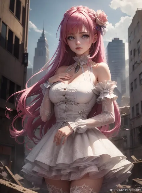 absurdres, (best quality), (masterpiece),(ultra-detailed:1.2),(highres),elaborate, highly detailed, 1girl, cowboy shot, solo,
cowboy shot, cinematic lighting, caustics,
<lora:dorothy-nikke-richy-v1:1> dorothy \(nikke\), defdress, post-apocalypse, cityscape, destroyed buildings, ,
shy, smile,
candid modelshoot style, [(jumping:1.1)::0.8],
<lora:GoodHands-vanilla:0.5>,