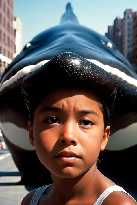 closeup potrait of a massive whale in a new york street, natural light, sharp, detailed face, magazine, press, photo, Steve McCurry, David Lazar, Canon, Nikon, focus
