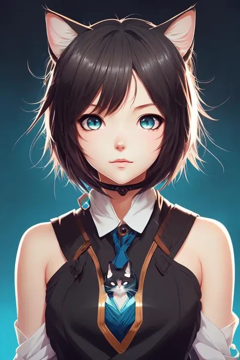 nekopara fantastically detailed eyes modern anime style art cute vibrant detailed ears cat girl neko dress portrait  shinkai makoto Studio ghibli Sakimichan Stanley Artgerm Lau Rossdraws James Jean Marc Simonetti elegant highly detailed digital painting artstation pixiv