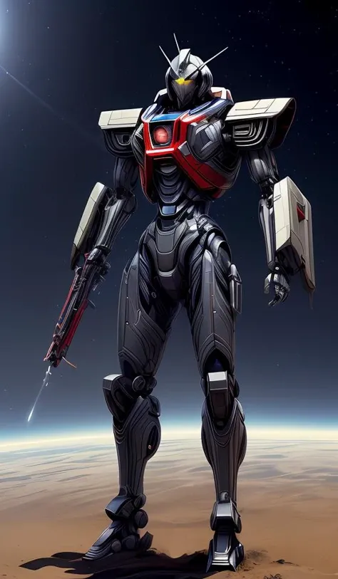 full body concept art of a mech space samurai with jet pack and thin mech wings, hovers above ground, dust swirls under him, realistic, cinematic, atmospheric, sci - fi movie character, cctane render, by moebius, alphonse mucha, roger deakins, masamune shirow <lora:add_detail:2>