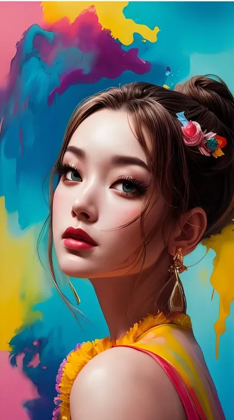 dramatic angle,(fluttered detailed ink splashs), (illustration),(((1 girl))),(long hair),portrait512 Cyborg512 Tay512, electronics, motors, wires, buttons, lcd,lacivious pose,(expressionless ,hair ornament:1.4),there is an ancient palace beside the girl,chinese clothes,(focus on), color Ink wash painting,(ink splashing),color splashing,((colorful)),[sketch], Masterpiece,best quality, beautifully painted,highly detailed,(denoising:0.7),[splash ink],yin yang,a lot of details,mysterious expression, in a modern and abstract setting, with bold and colorful abstract art, photo shot from front, mid-body portrait, highly-detailed, (flat color:1.1),(colorful:1.3),(masterpiece:1.2), best quality, masterpiece, original, extremely detailed wallpaper, looking at viewer, oriental city,eastern architecture,a lot of details,mysterious expression, in a modern and abstract setting, with bold and colorful abstract art, blurred background, bright lighting,movie studio (analog film:1.3) (vhs movie) (photorealistic) (screencap) (cinematic lighting) (sharp focus) (80sDarkFantasySD15b:1.0),,natural lights, photorealism, cinematic,
"realistic detailed image, in the style of Francis Bacon, Surreal, Norman Rockwell and James Jean, Greg Hildebrandt, and Mark Brooks, triadic color scheme, By Greg Rutkowski, in the style of Francis Bacon and Syd Mead and Edward Hopper and Norman Rockwell and Beksinski, open ceiling, highly detailed, painted by Francis Bacon, painted by James Gilleard, surrealism, airbrush, Ilya Kuvshinov, WLOP, Stanley Artgerm, very coherent, art by Takato Yamamoto and James Jean"
abstract dream, space, intricate, grand scale, alone, cinematic film still, insane detail, sharp focus, depth of field, realistic lighting, (realistic perspective), complex, (multiple subjects), 4k HDR,
<lora:add_detail:0.5> <lora:more_details:0.25> <lora:FantasyWorldV1:0.25>