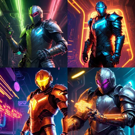 (masterpiece, top quality, best quality, official art, beautiful and aesthetic:1.2),(1man with full armor:1.3),neon lighting, (vibrant glow:1.2), extreme detailed,colorful,highest detailed ((ultra-detailed)), (highly detailed CG illustration),cinematic light,solo,(machine made joints:1.2),((machanical limbs)),(blood vessels connected to tubes),(character focus),science fiction