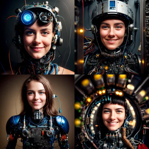 portrait512 Cyborg512 Tay512, electronics, motors, wires, buttons, lcd <lora:add_detail:2>