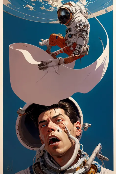 "realistic detailed image of an cosmonaut alone in the tundra next to whale skeleton in the style of Francis Bacon, Surreal, Norman Rockwell and James Jean, Greg Hildebrandt, and Mark Brooks, triadic color scheme, By Greg Rutkowski, in the style of Francis Bacon and Syd Mead and Edward Hopper and Norman Rockwell and Beksinski, open ceiling, highly detailed, painted by Francis Bacon, painted by James Gilleard, surrealism, airbrush, Ilya Kuvshinov, WLOP, Stanley Artgerm, very coherent, art by Takato Yamamoto and James Jean"