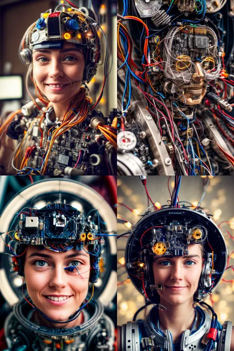 portrait512 Cyborg512 Tay512, electronics, motors, wires, buttons, lcd <lora:add_detail:2>
