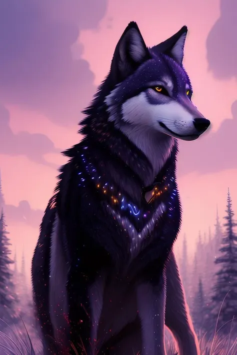 a wolf fursona, trending on artstation, by kawacy, furry art, digital art, cyberpunk, high quality, backlighting