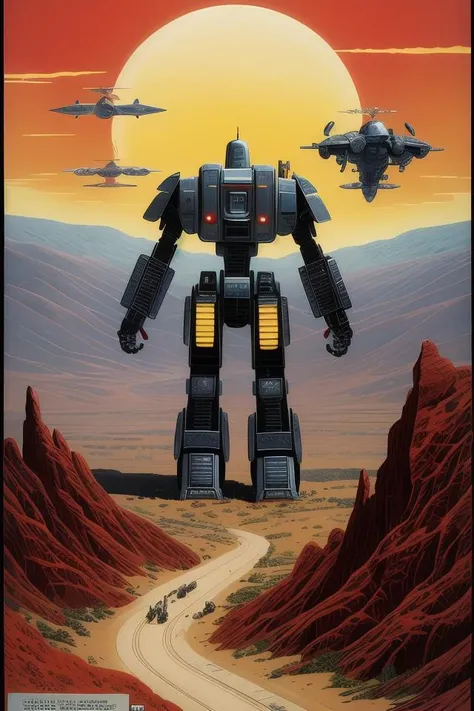 attack of the killer robots, concept art, intricate details, highly detailed, vintage sci - fi poster, retro future, in the style of chris foss, rodger dean, moebius, michael whelan, and gustave dore
