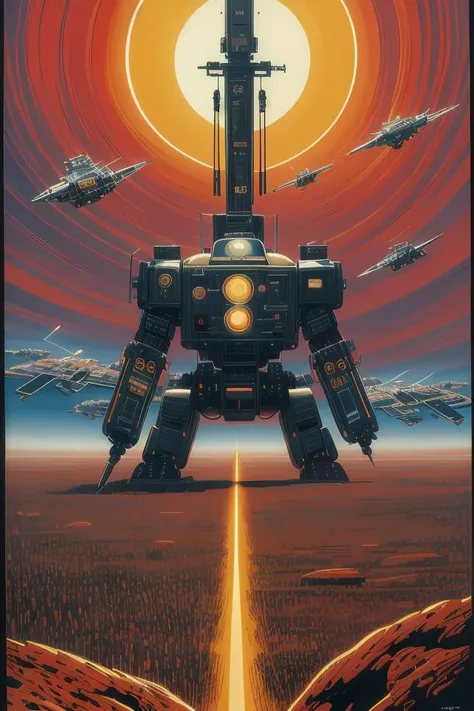attack of the killer robots, concept art, intricate details, highly detailed, vintage sci - fi poster, retro future, in the style of chris foss, rodger dean, moebius, michael whelan, and gustave dore