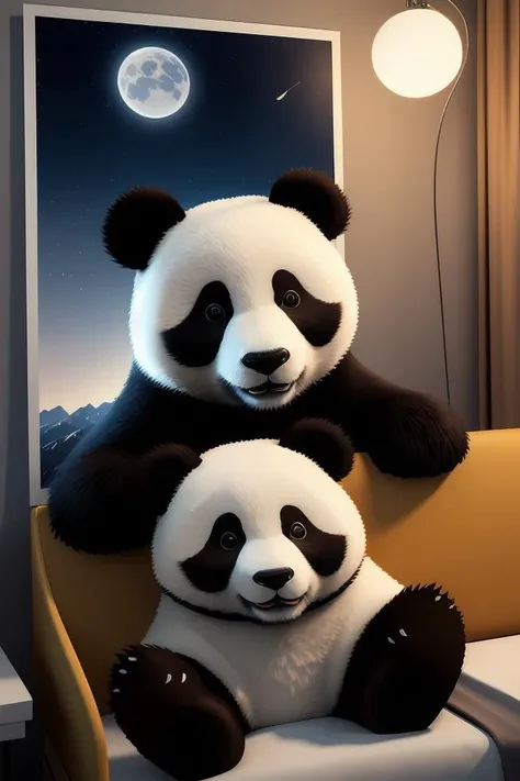 3 d render of android panda, fine details, night setting, realistic shaded lighting poster by ilya kuvshinov katsuhiro, artgerm, jeremy lipkin and michael garmash, unreal engine 5, radiant light, detailed and intricate environment