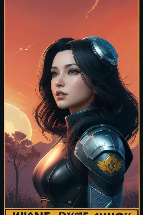 a fed up cyber astro goddess in a dynamic pose like from skyrim and elden ring and grand theft auto and overwatch, character portrait, portrait, close up, concept art, intricate details, extremely detailed, realistic vintage sci - fi poster, beautiful figure, in the style of chris foss, rodger dean, moebius, michael whelan, lumi, and gustave dore, bright deep color, wide angle,