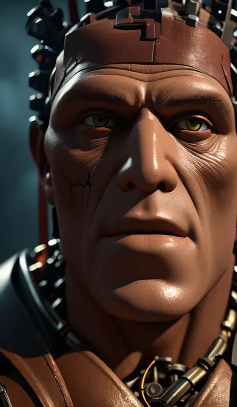 a frankenstein monster made out of mechanical parts, 8 k, shallow depth of field, 8 k, ultra high detail, concept art,