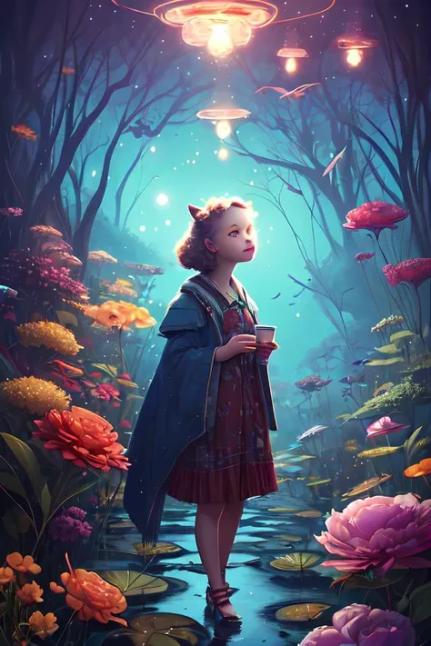 a surreal Bioluminescent, very very very cute Silene in a happy world by Daniel Merriam, Trending on Artstation, oil on Canvas by Elena Zhurikhina and Goro Fujita and Charlie Bowater, octane render, 4k, 8k, HD,