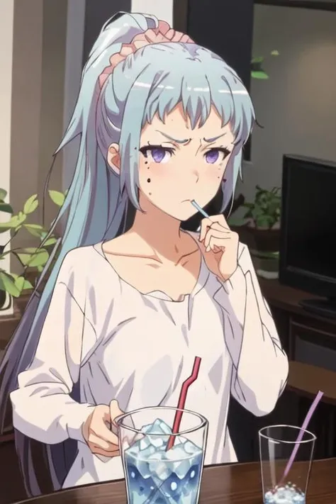 Jibril, blushed, (perfect anatomy), detailed eyes, detailed lips, extremely detailed eyes and face, vivid colors, sharp focus, masterpiece:1.2, ultra-detailed, blushed, ((((cum on face, cowboy_shot, shirt, skirt)))), ((doggystyle)), (solo).