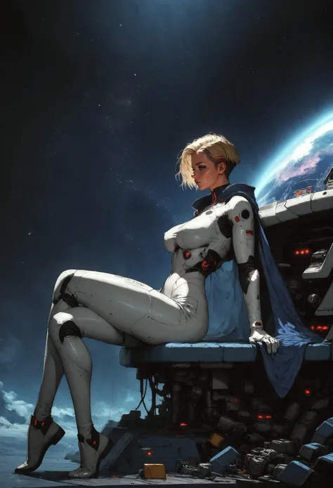 score_9, score_8_up, score_7_up, side view, (full body:1.2), woman in a white latex suit, pilot, sitting in spaceship cockpit, galaxy, solo, against night sky, star sky, galaxy, hips, large breasts, Star Trek setting, retrofuturism, blonde hair, (very short hair:1.2), high top cut, red cape, multicolored hair, galactic inner hair, tattoo, <lora:pony/twilight_style:0.8> concept art, <lora:pony/expressiveh:0.8> expressiveh, <lora:pony/kenva:0.7> <lora:sdxl/sinfully_stylish_sdxl>