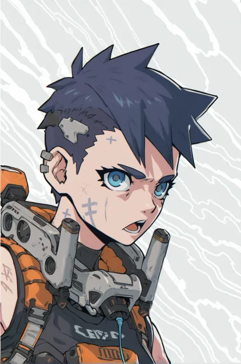 cybernetic style grunge style Pok?mon style 1girl, <lora:OverallDetail:1> <lora:Expressive_H:0.8> <lora:Anime Summer Days 2 Style SDXL_LoRA_Pony Diffusion V6 XL:0.4> <lora:DP-Pony:1>, score_9, score_8_up, score_7_up . vibrant, cute, anime, fantasy, reminiscent of Pok?mon series . textured, distressed, vintage, edgy, punk rock vibe, dirty, noisy . futuristic, technological, cybernetic enhancements, robotics, artificial intelligence themes