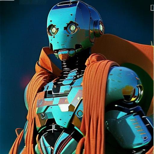 A close up of a robot with a cape on and a red cape - SeaArt AI