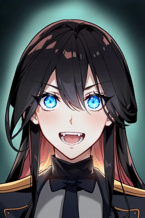 1girl, solo, looking at viewer, open mouth, blue eyes, glowing, fangs, portrait, slit pupils, glowing eyes, Hayan vampir
<lora:blood:0.8>, <lora:GoodHands-beta2:1.4>