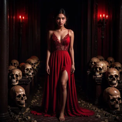 masterpiece,best quality,1girl,full body,skeleton girl,many skulls,<lora:10å¤´éª¨:1>,