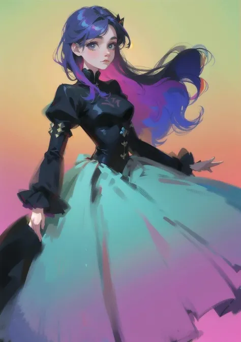1girl, best quality, absurdres, masterpiece, gradient background, beautiful, dress, vivid colors