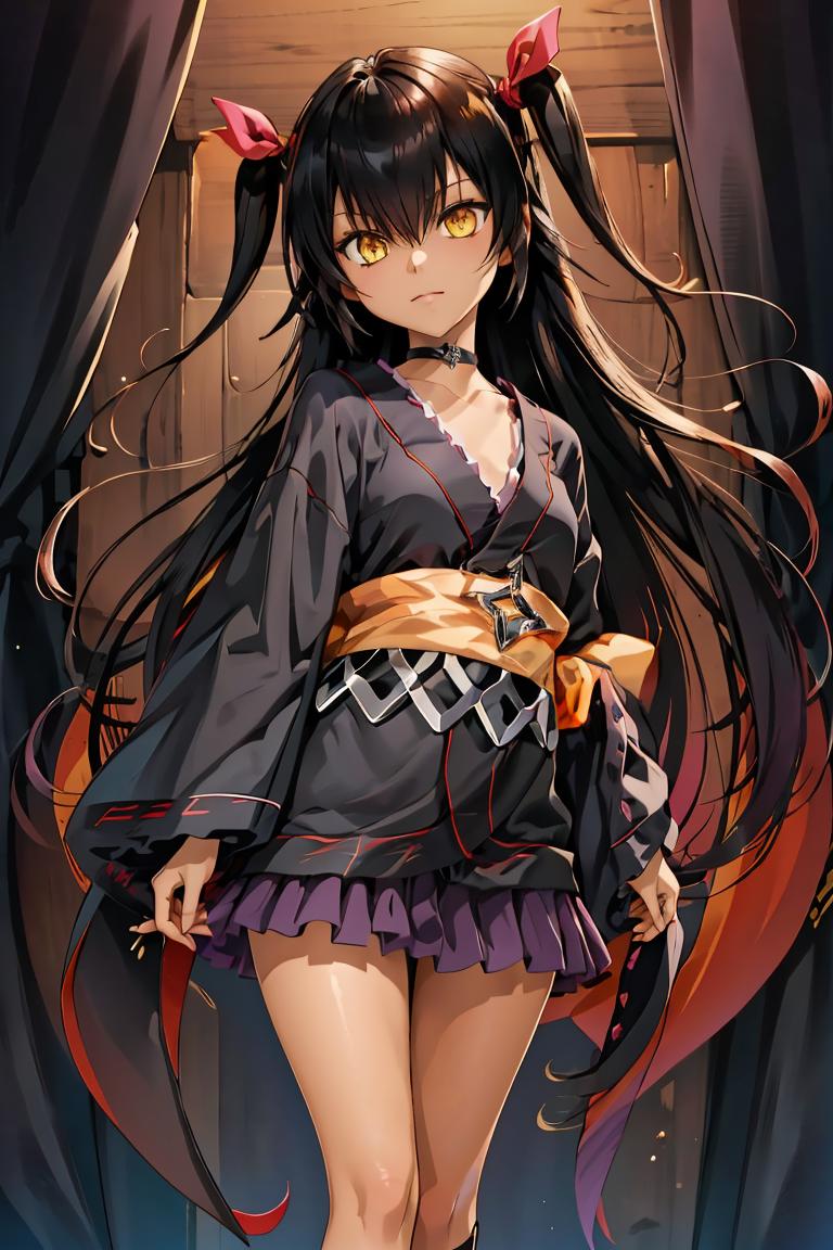 A woman in a kimono outfit with long hair and a sword - SeaArt AI