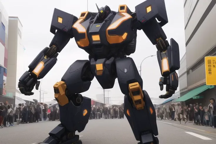 [crowd running from a real life mech suit mecha in japan streets, proper proportions, copy paste, vibrant colors, priority order, desirable assets, rtx textures, beautiful work, superb craftsmanship, masterfully aligned, extremely intricate, detailed features, defined edges, intense focus, sdr hdri, pic vid, hyper realistic, high quality, max resolution, epic composition, cinematic lighting, full shot]:0.5