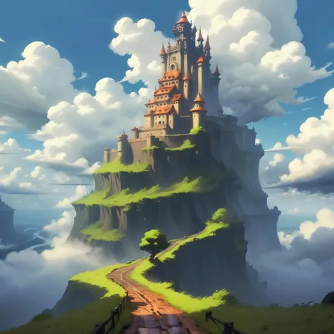 castle, road from clouds, one piece <lora:Andreas_Rocha-000007:0.85> Painted By Andreas Rocha