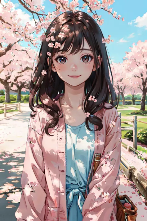 <lora:Scape-tastic:1>outdoors,sky,day,cloud, cherry blossoms,
(best quality, masterpiece, RAW photo,ultra-detailed:1.2), <lyco:GoodHands-beta2:1.0>,1girl,solo,looking at viewer,  smile,