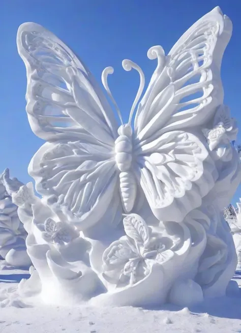 <lora:PE_SnowSculpture:0.8 > PESnowSculpture,Snowsculpture,
beautiful butterfly
masterpiece, high resolution, octance 4k, high detail,