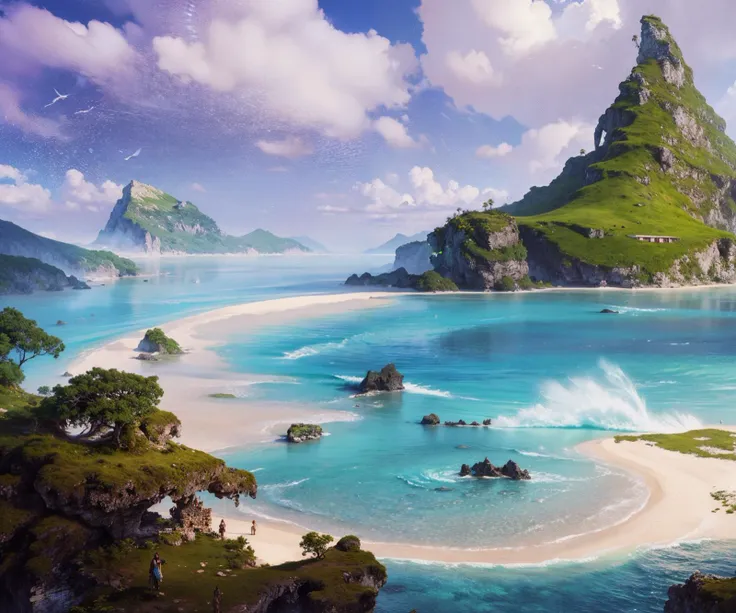 island, masterpiece, best quality, digital art, fantasy concept art,