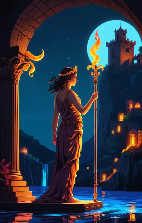 Gothic style , Hellenic aesthetic, vivid colors, stunning background. dark and moody, a mesmerizing blend of light and shadow. masterpiece, absurdres, intricate details . Dark, mysterious, haunting, dramatic, ornate, detailed