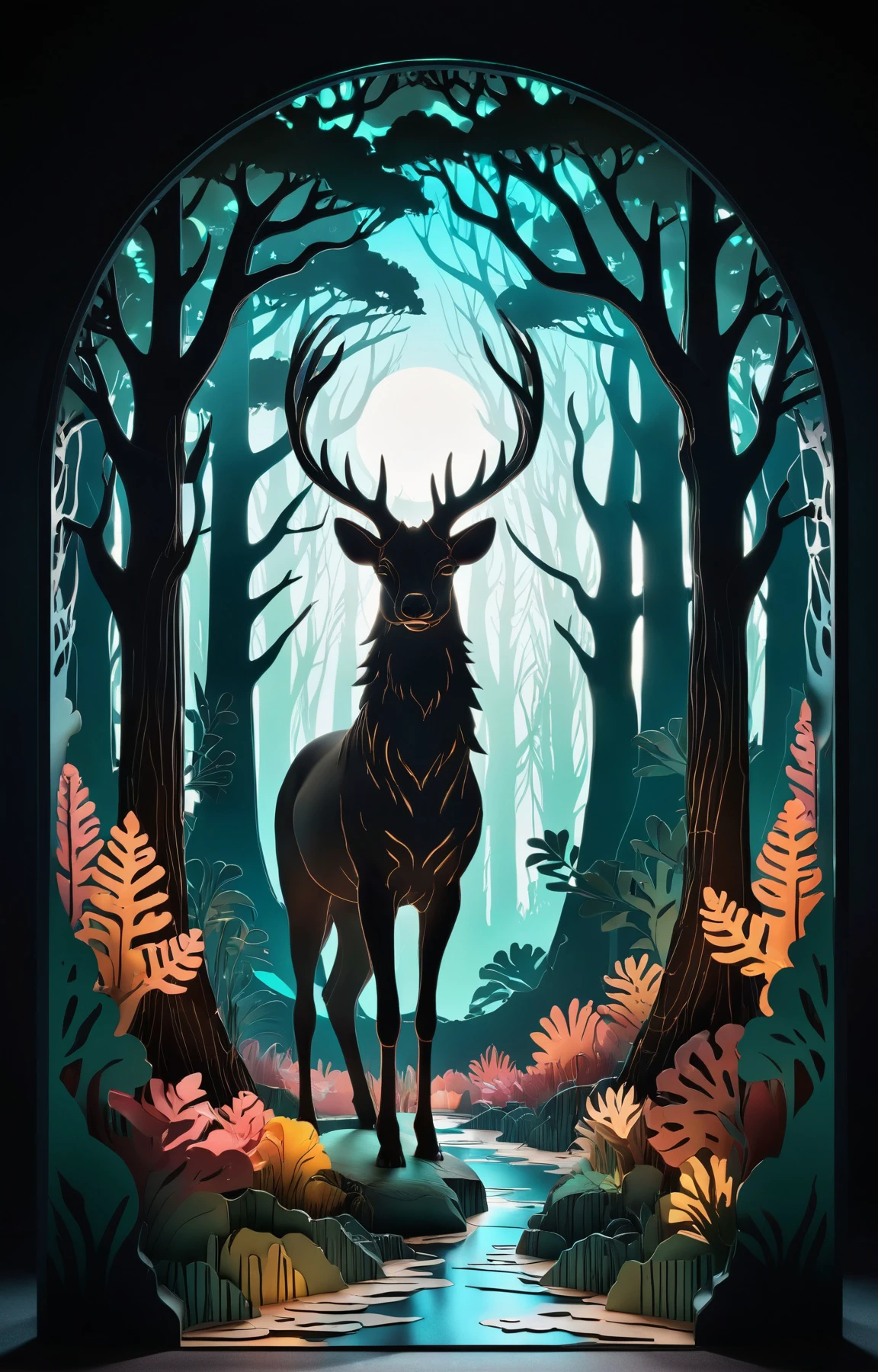 anime artwork , Forestpunk aesthetic, holographic colors, stunning background. dark and moody, a mesmerizing blend of light and shadow. masterpiece, absurdres, intricate details . anime style, key visual, vibrant, studio anime, highly detailed