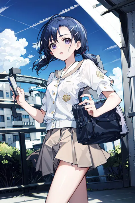 absurdres, best quality, 1girl, <lora:KuranagaKozue-000006:1>, kuranaga kozue, school uniform, twintails, hairclip