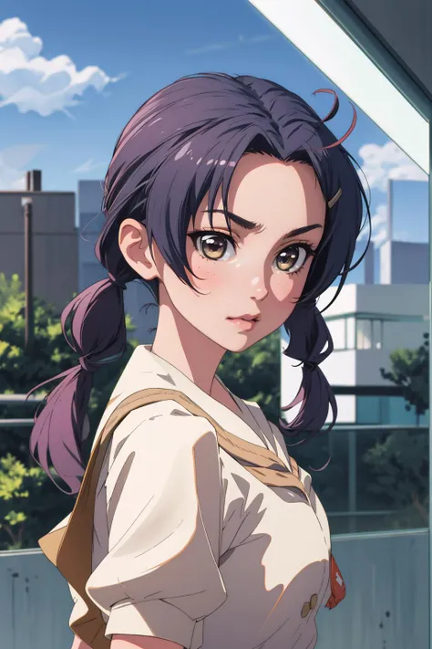 absurdres, best quality, 1girl, <lora:KuranagaKozue-000006:1>, kuranaga kozue, school uniform, twintails, hairclip