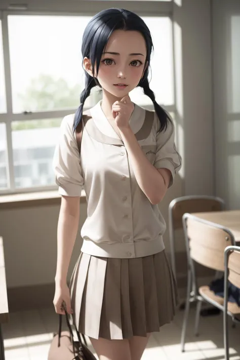 absurdres, best quality, 1girl, <lora:KuranagaKozue-000006:1>, kuranaga kozue, school uniform, twintails, hairclip