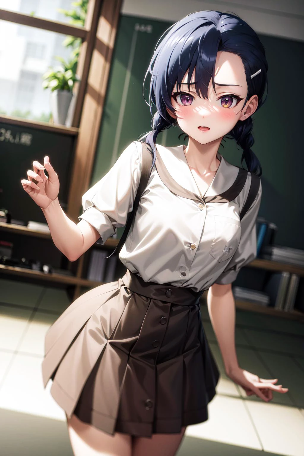 absurdres, best quality, 1girl, <lora:KuranagaKozue-000006:1>, kuranaga kozue, school uniform, twintails, hairclip