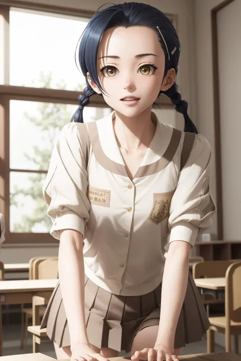 absurdres, best quality, 1girl, <lora:KuranagaKozue-000006:1>, kuranaga kozue, school uniform, twintails, hairclip