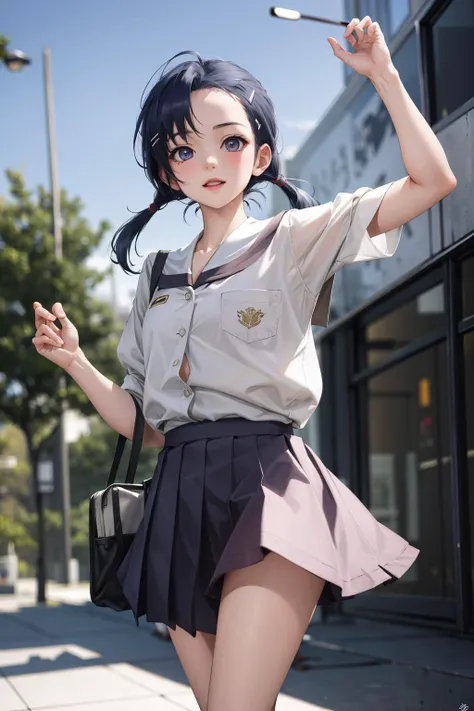 absurdres, best quality, 1girl, <lora:KuranagaKozue-000006:1>, kuranaga kozue, school uniform, twintails, hairclip