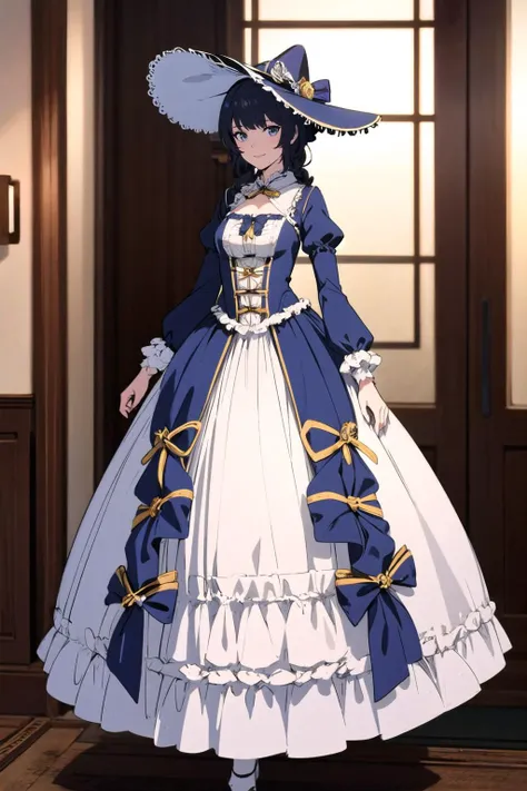<lora:wrenchrococodome:1>, wrenchrococodome, hat, hat ornament, 1girl, light smile, full body,