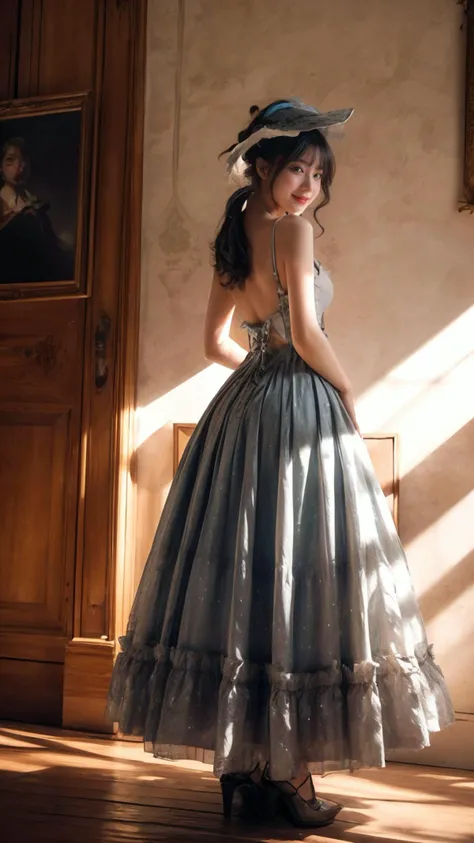 (Realistic),masterpiece,best quality,cinematic lighting,natural shadow,highest detail,professional photography,detailed background,depth of field,insane details,intricate,aesthetic,detailed face,subsurface scattering,looking at viewer,Oblique Angle,
wrenchrococodome,1girl,solo,photo of a cute girl,full body,light smile,charming,20yo,Ponytail Hair.shaved sides,Navy blue hair,reflections transparent iridescent colors dress,Sarong,Tassel,hat,hat flower,full body,Arms crossed behind the back pose,
<lora:add_detail:1>,<lora:Better light:1>,<lora:wrenchrococodome:1>, magical composition, magic, detailed, exquisite, cinematic, extremely, focused, beautiful, dramatic, thought, fancy, full color, epic, stunning, symmetry, great, intricate, fine, awesome, elegant, luxury, elite, elaborate, amazing, atmosphere, artistic