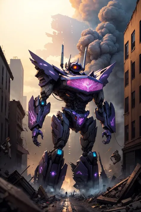 masterpiece,realistic, solo, best quality, intricate details , <lora:ShockWave:1> , mecha, destroyed city in the background, street, <lora:add_detail:0.7>