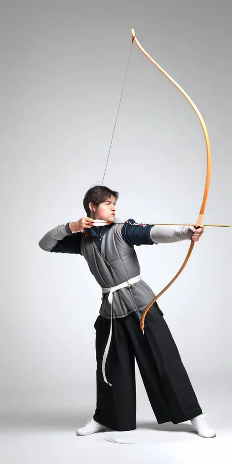 Bow, recurve bow, solo, short hair, simple background, black hair, long sleeves, 1boy, white background, holding, full body, weapon, male focus, shoes, pants, hood, holding weapon, hoodie, black pants, white footwear, sneakers, bow \(weapon\), arrow \(projectile\), holding bow \(weapon\), aiming, holding arrow, drawing bow in the style of <lora:bow01_xl:1>
