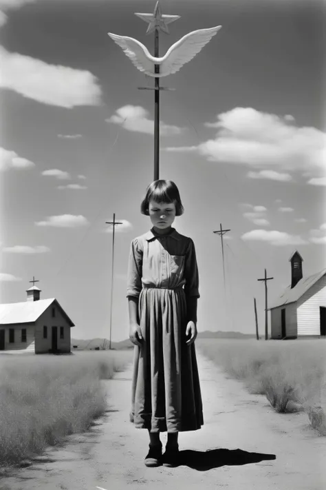 <lora:Robert Adams Style:1>Robert Adams Style - the rapture. in the style of dorothea lange. in 1980