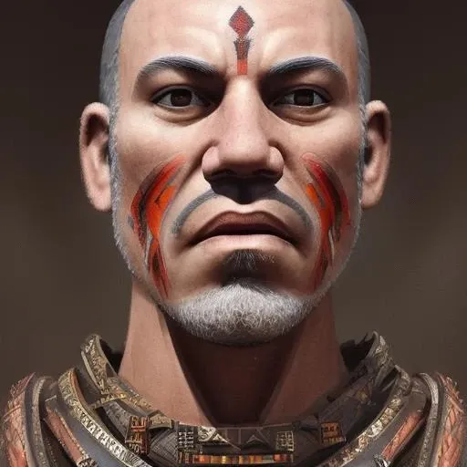 aztec sks man warrior, close - up portrait, fierce, intricate, elegant, volumetric lighting, scenery, digital painting, highly detailed, artstation, sharp focus, illustration, concept art, ruan jia, steve mccurry